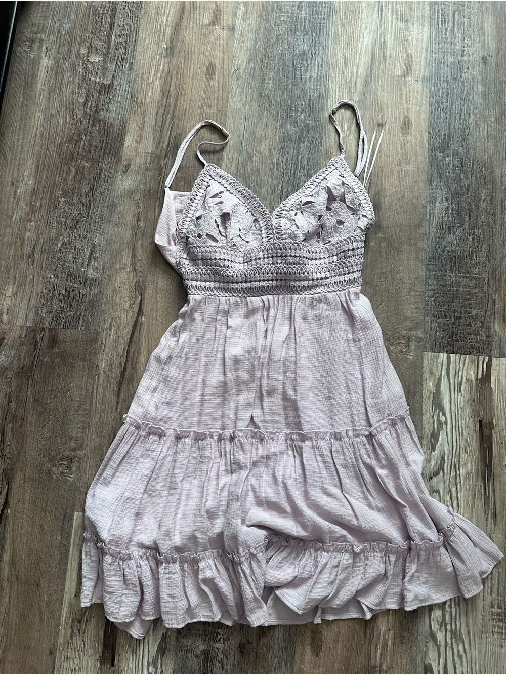 Love Tree Light Mauve Crochet Bodice Mini Dress